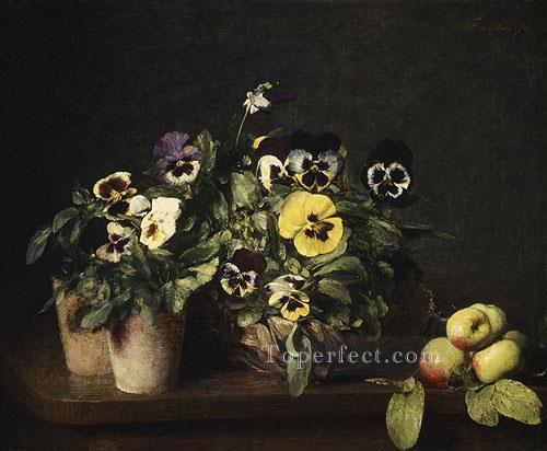 パンジーのある静物画 1874 花の画家 アンリ・ファンタン・ラトゥール油絵